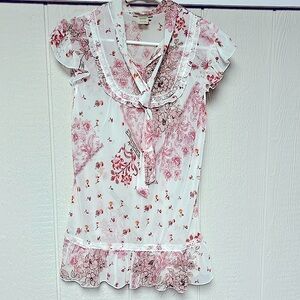 Womens sheer flower blouse